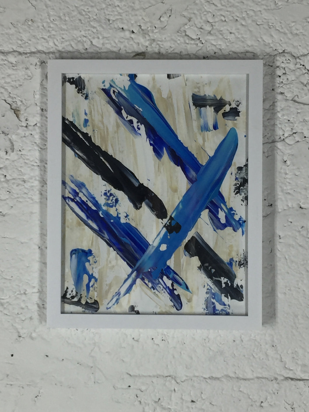 A-0023  Contemporary Blue And White Painting on Paper #1