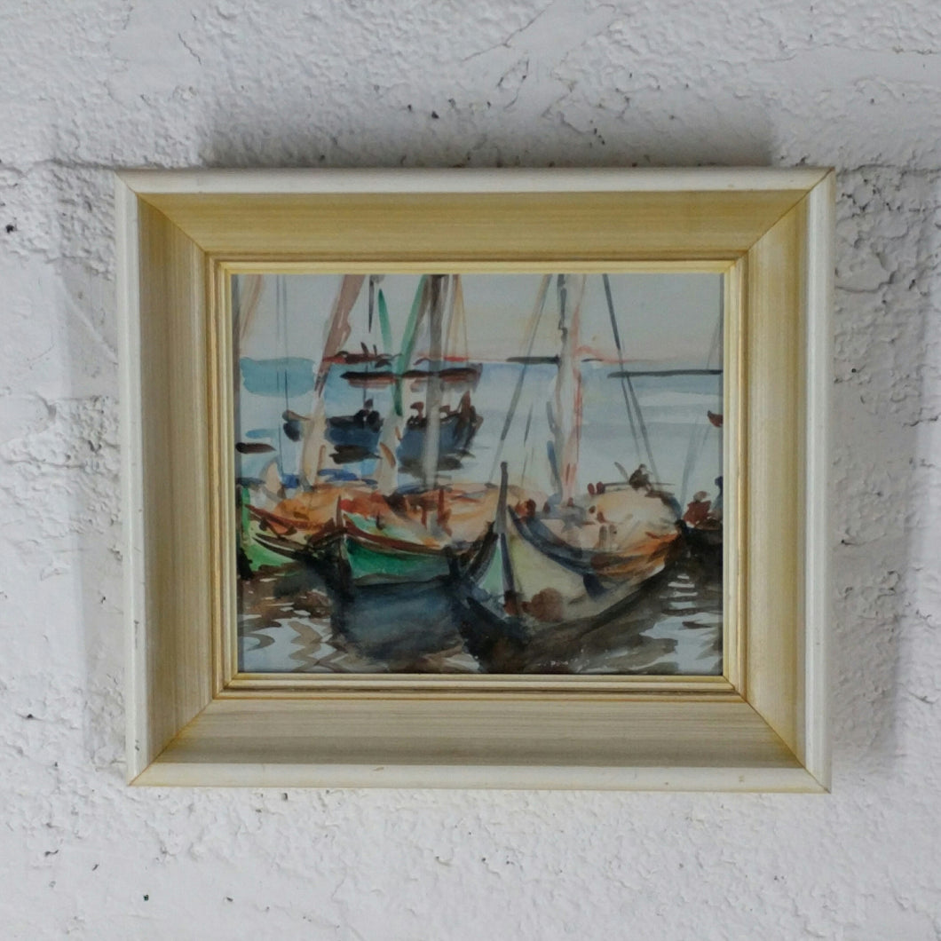 D-1065  John Singer Sargent Barges Watercolor 1903 Beige Frame