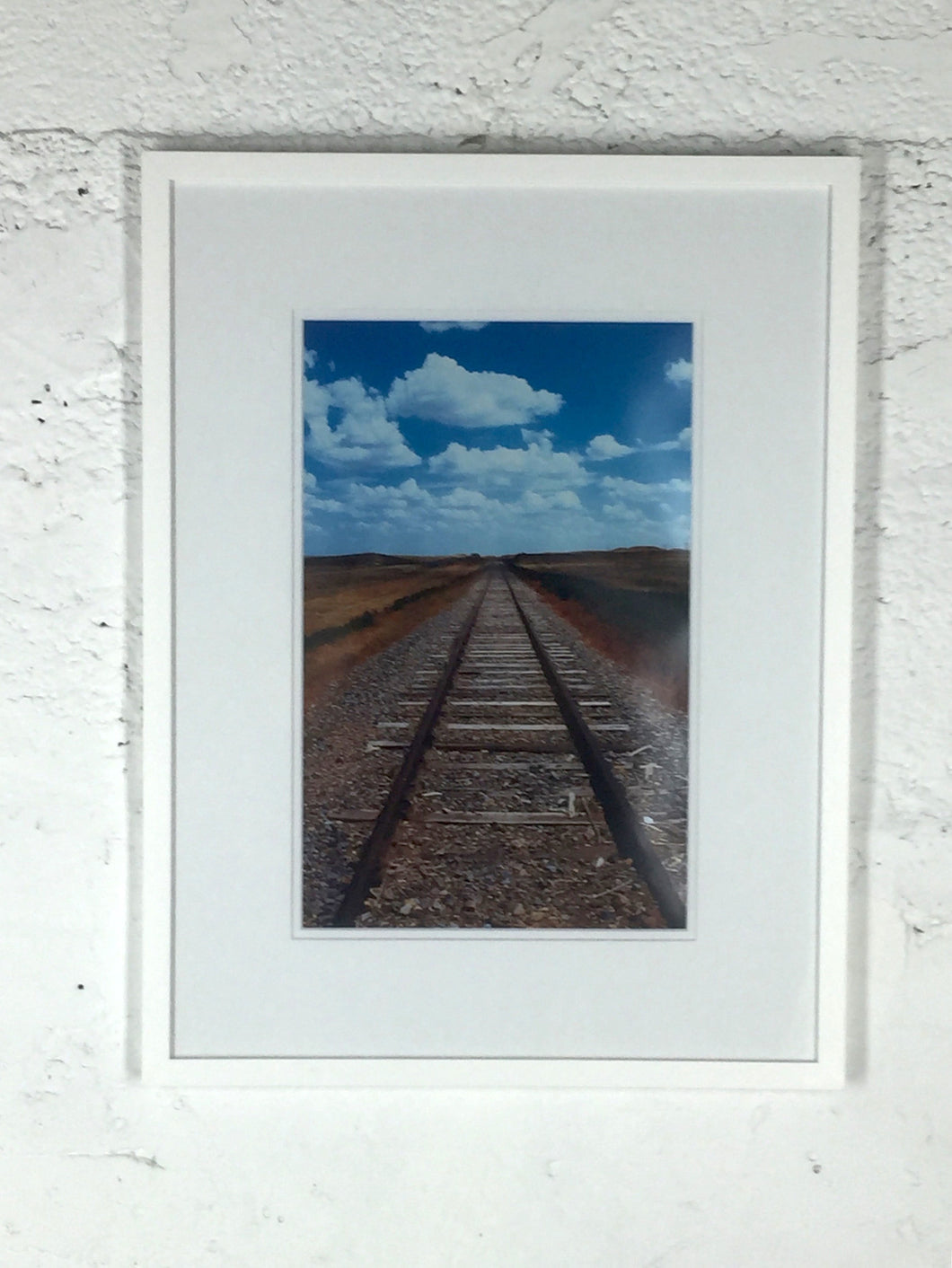 2049 Railroad Tracks Clouds Prairie Color Photo