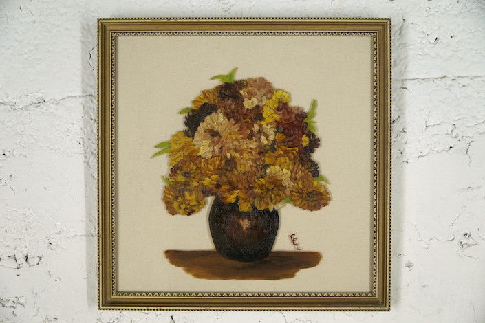5015 Autumn Flowers in Pot Gold Frame