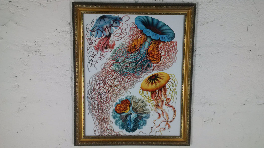 5020 Painting of Flowers and Jellyfish Surrealist