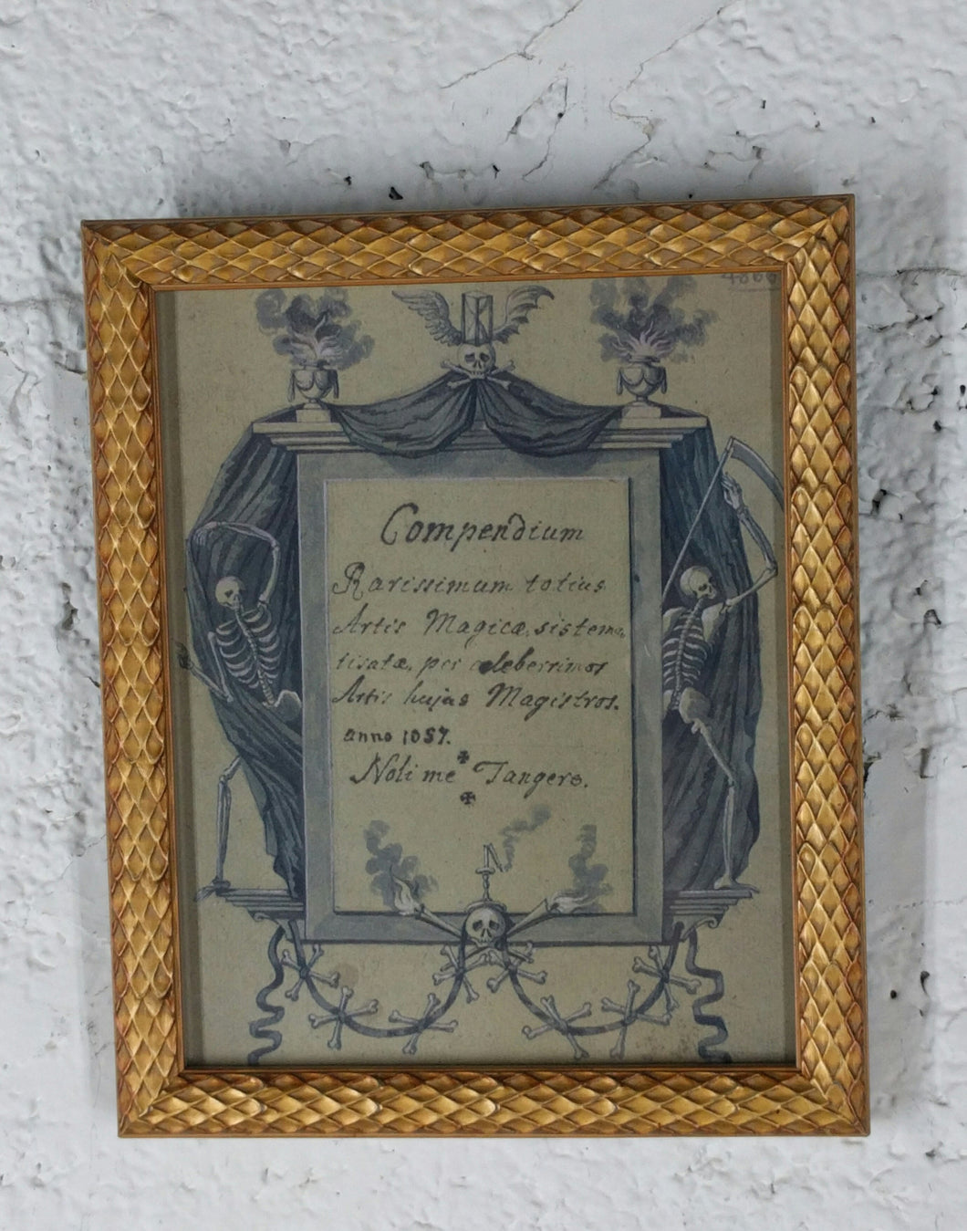 5043 Gold Framed Front Page of Compendium  With Skeletons