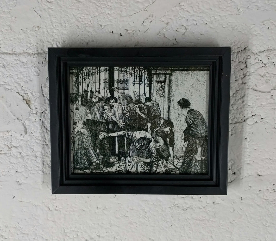 5052 Ben Shawn Print of People at a Gate Pencil on Paper Print