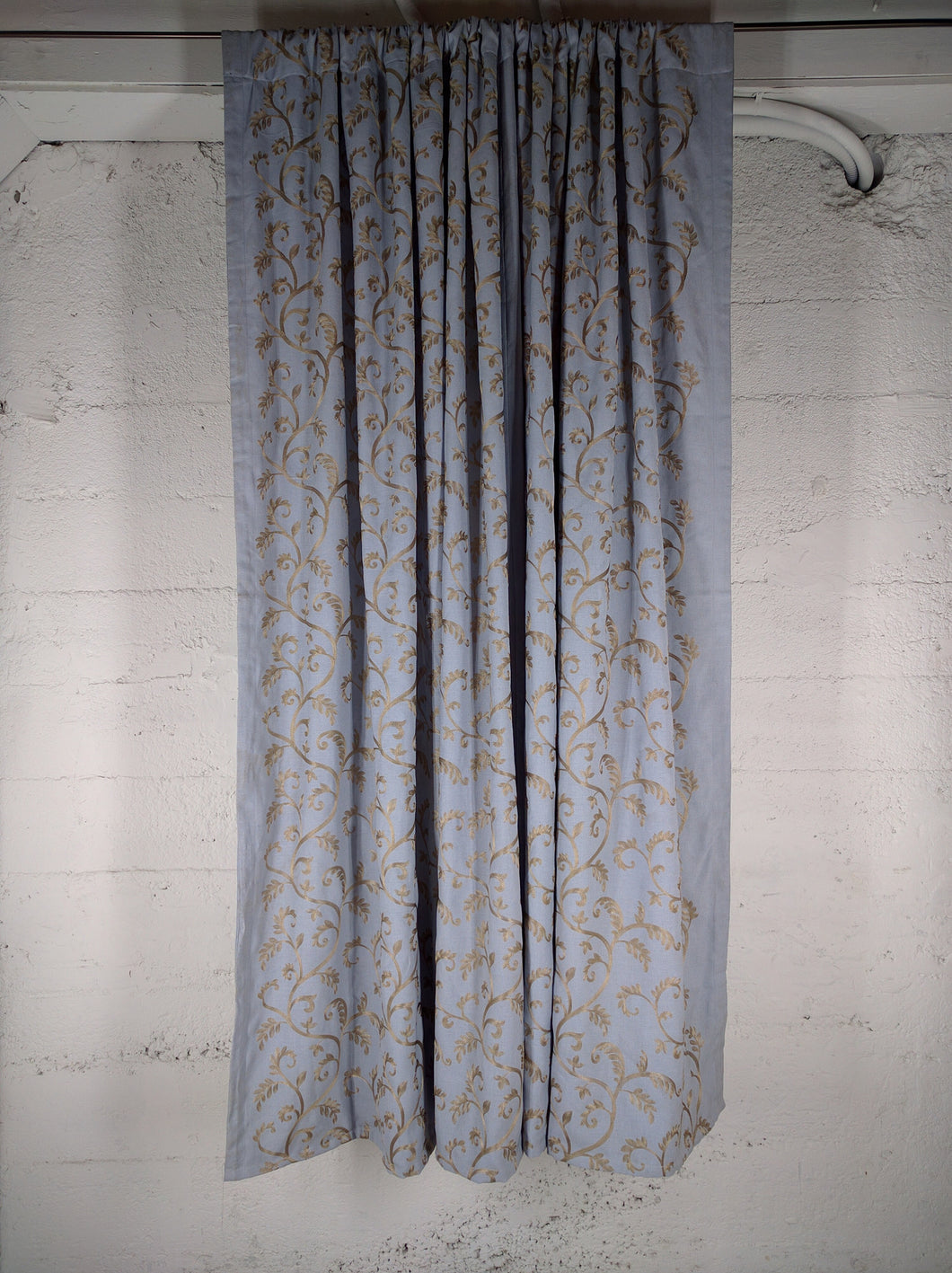 9001 Sky Blue, Gold Embroidered, Classical Drapery, with Valence