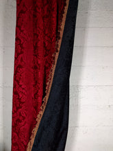 Load image into Gallery viewer, 9017 - Red/Black Flocked Damask, tassel Fringe, Double sided. Rod Pocket
