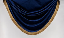 Load image into Gallery viewer, 9087 - Large Set - Blue Velvet with gold trimmed multi pieced valance - With Sheers
