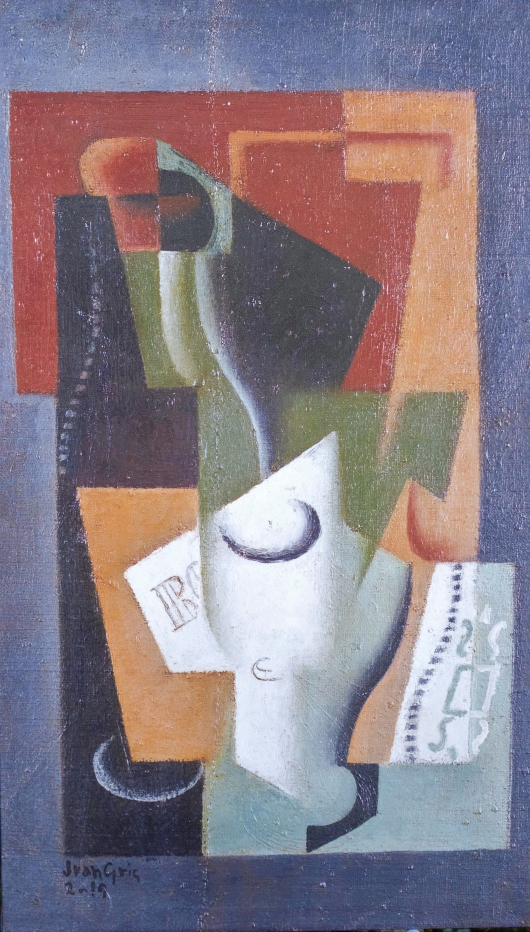 B-0086 Bottle and Glass 1 by Juan Gris 1914