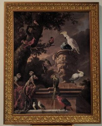 F-1108 Oil of Monkeys And Birds With Stormy Background Romantic Era 1700's