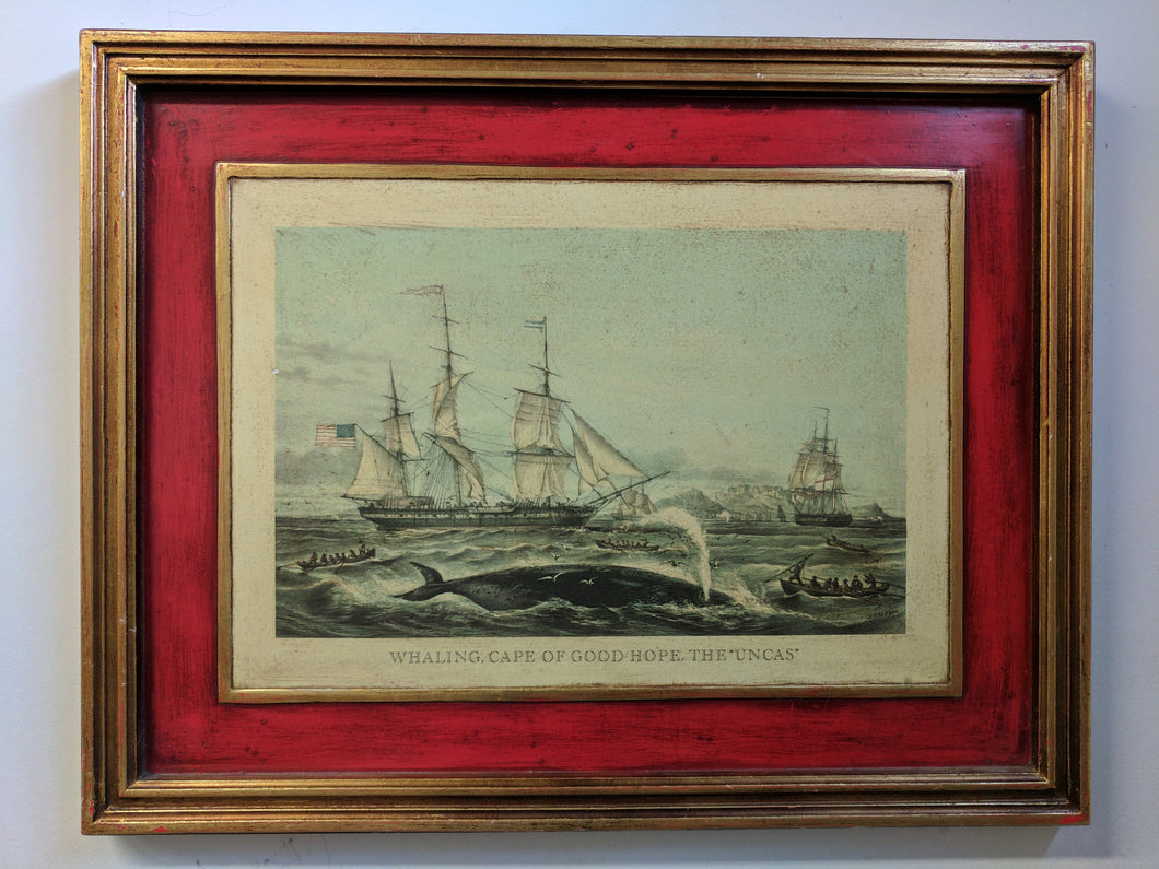 M-1006 Seascape of American Masted Ships and Whales