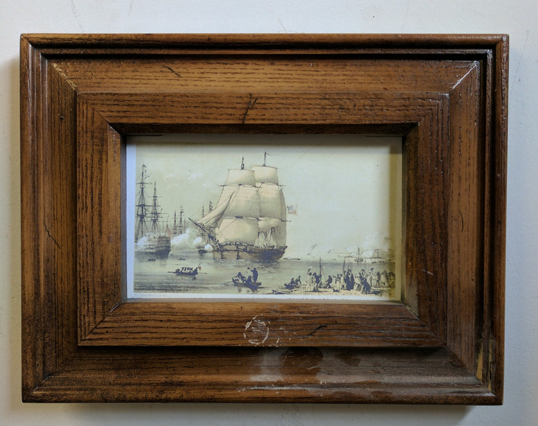 M-1001 American Clipper Seascape Color Painting Heavy Brown Frame