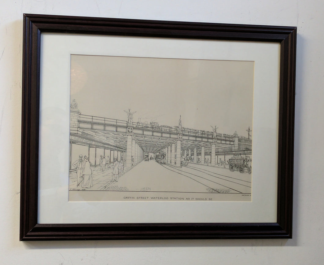 5119 Pencil Drawing of Waterloo Station London