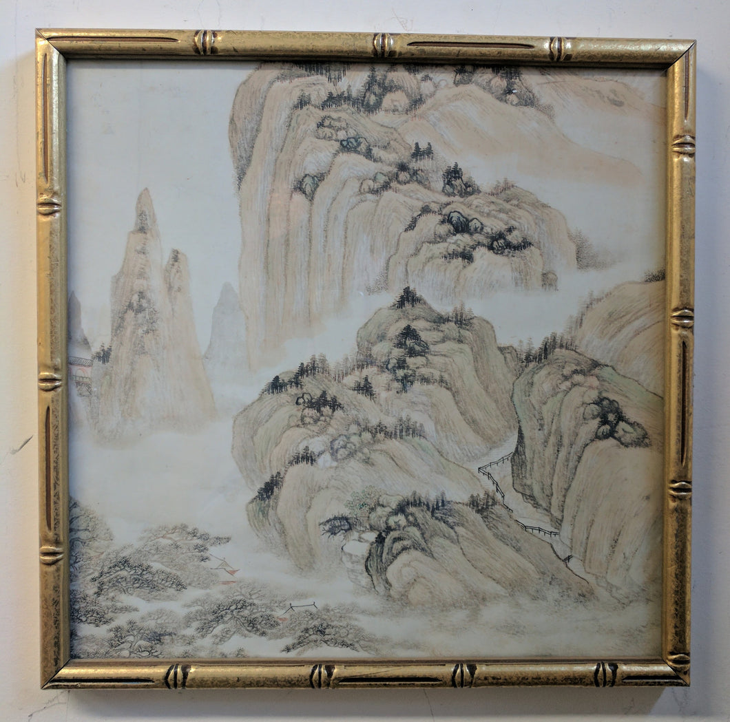 5126 Chinese Print with Gold Bamboo Frame