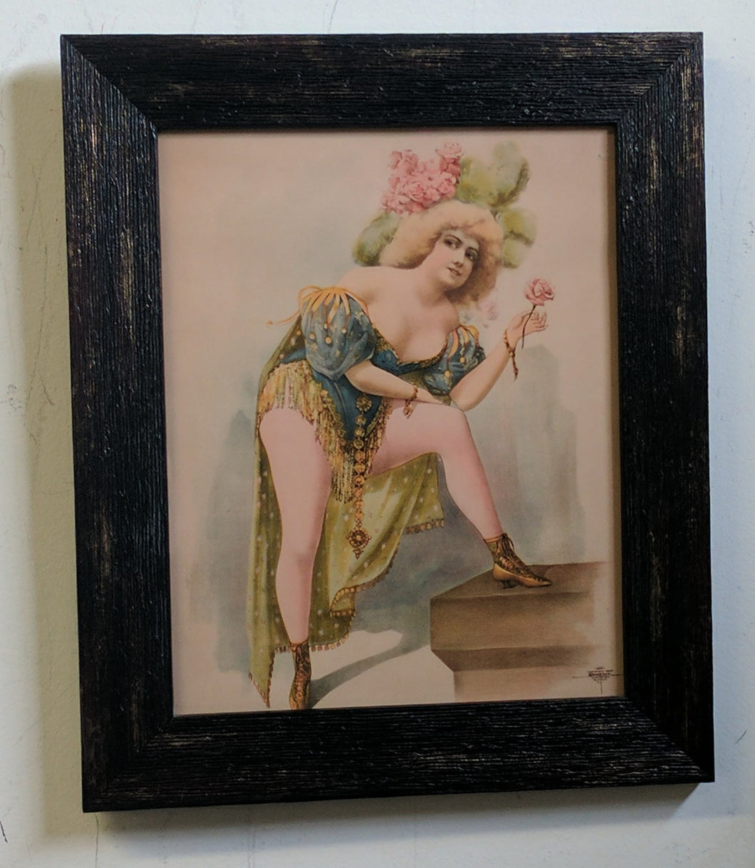 5148 Vintage Lithograph of a Stage Actress Distressed