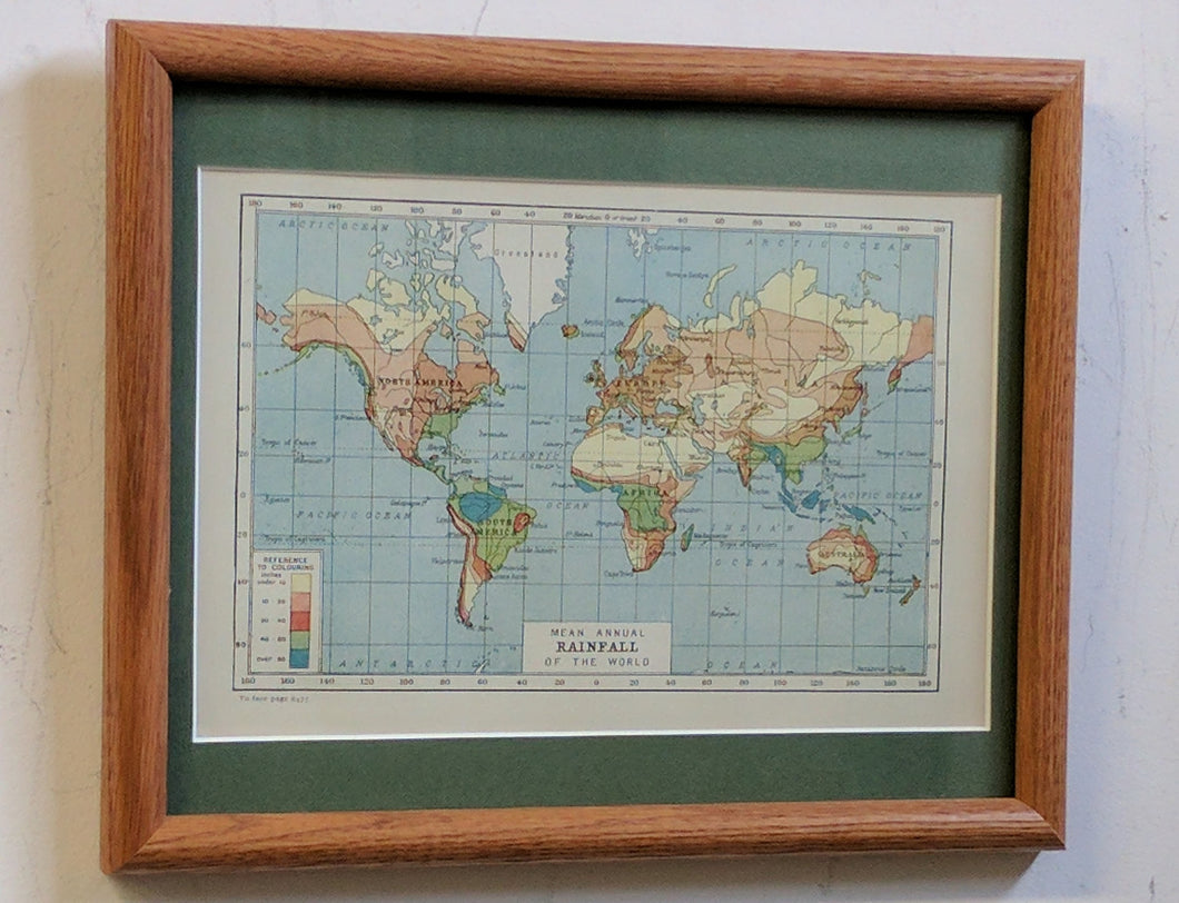 K-1014 World Map of Rainfall 1960's Era