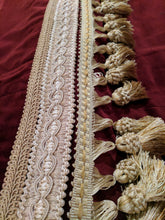 Load image into Gallery viewer, 9036 - Red Velvet - Rod Pocket - With Gold Tassle Trimed Valance
