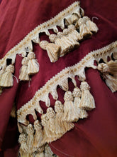 Load image into Gallery viewer, 9036 - Red Velvet - Rod Pocket - With Gold Tassle Trimed Valance
