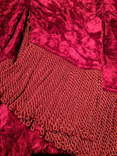 Load image into Gallery viewer, 9066 - Red Crushed Velvet with Red Bullion Fringe and Trimmed Swag Valance

