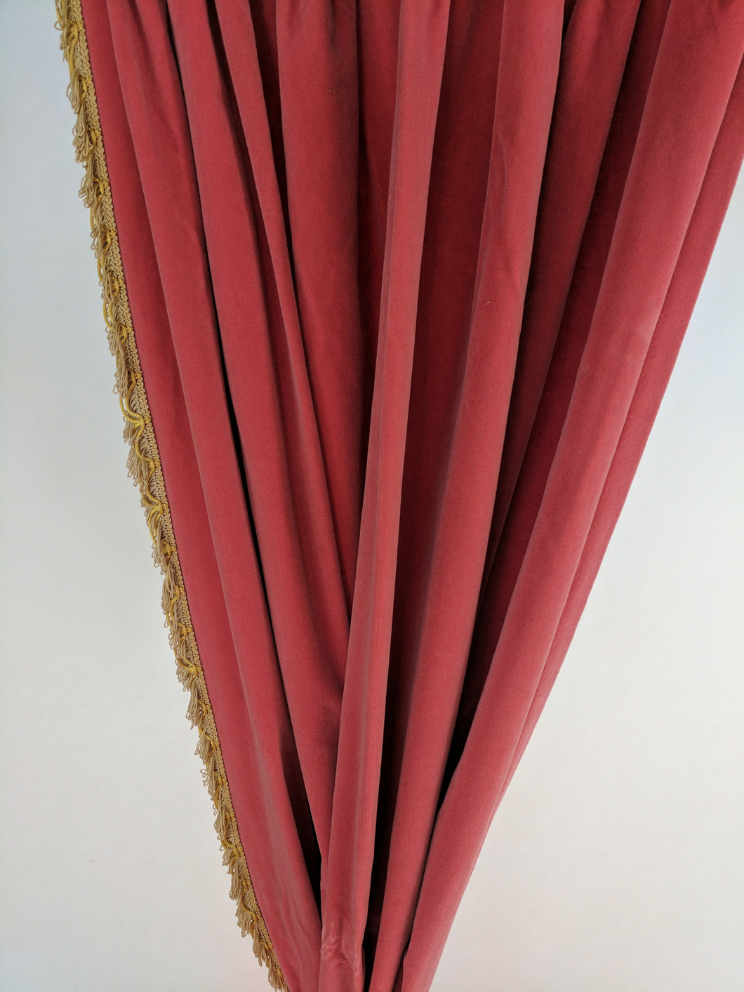 9077 - Faded, Red Velvet with Gold Trim - Pinch Pleat (Aged)