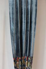 Load image into Gallery viewer, 9029 - Ice Blue Velvet with Floral Velvet Footer - Rod Pocket
