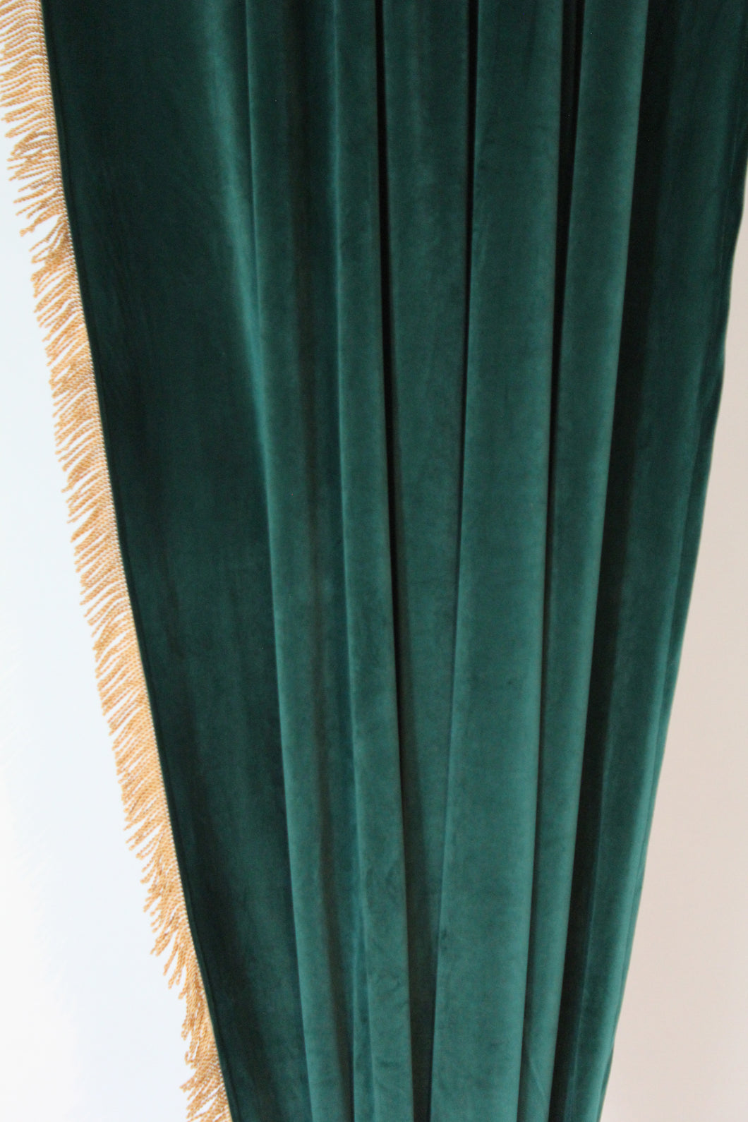 9032 - Green Velvet with/without Gold Fringe - With Valance - Rod Pocket