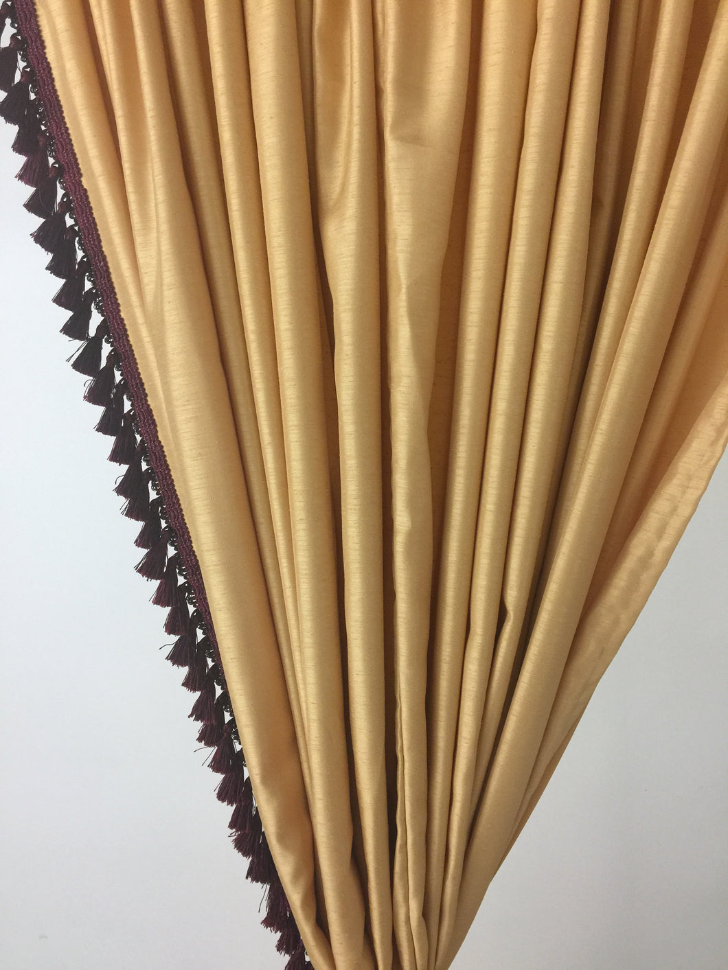 9059 - Yellow/Gold with Burgundy tassel trim - Fully trimmed Valance available