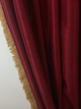 Load image into Gallery viewer, 9061 - Red Silk with gold brush trim and fully trimmed swag valances
