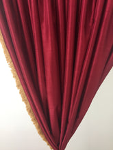 Load image into Gallery viewer, 9061 - Red Silk with gold brush trim and fully trimmed swag valances

