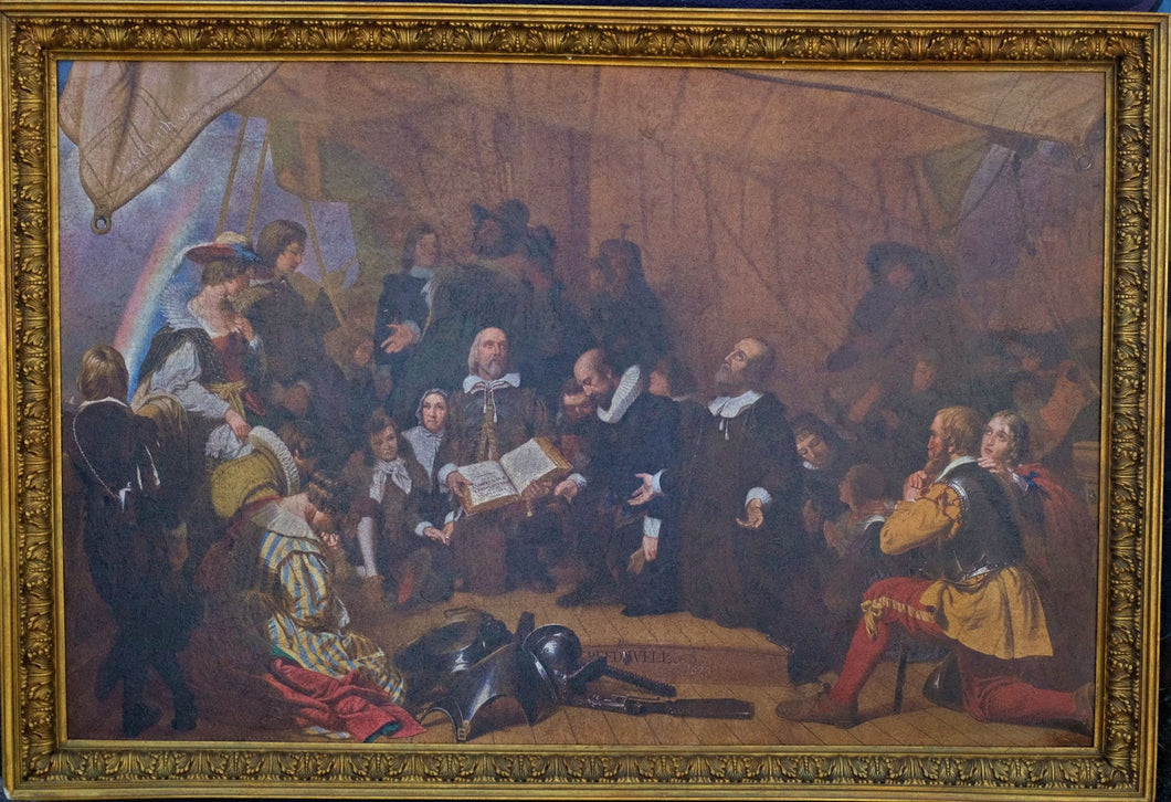 F-1097 The Embarkation of the Pilgrims from Delft by Weir 1843 Foam Frame